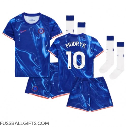 Chelsea Mykhailo Mudryk #10 Fußballbekleidung Heimtrikot Kinder 2024-25 Kurzarm (+ kurze hosen)